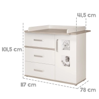 Chambre Roba Moritz (Commode Large) - Blanc / Luna elm