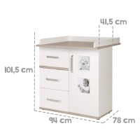 Chambre Roba Moritz (Commode Small) - Blanc / Luna elm