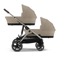 Poussette Double Cybex Gazelle S2 - Châssis Taupe + Nacelles - Almond Beige