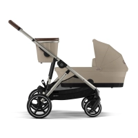 Poussette Double Cybex Gazelle S2 - Châssis Taupe + Nacelles - Almond Beige