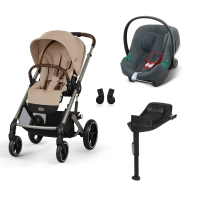 Poussette Cybex Balios S Lux 2 TPE - Almond Beige + Coque Auto Aton B2 - Steel Grey + Base One