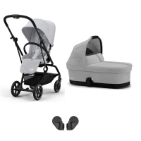 Poussette Cybex Eezy S Twist +2 BLK - Fog Grey + Nacelle Cybex Cot S - Fog Grey