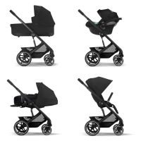 Poussette Cybex Balios S Lux 2 BLK - Moon Black + Nacelle Cot S Lux + Coque Auto Cloud G i-Size - Moon Black (Plus) + Accessoires Offerts