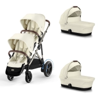 Poussette Double Cybex eGazelle S TPE + 2 Nacelles Gazelle Cot - Seashell Beige