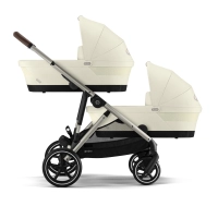Poussette Double Cybex eGazelle S TPE + 2 Nacelles Gazelle Cot - Seashell Beige