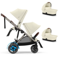 Poussette Double Cybex eGazelle S TPE + 2 Nacelles Gazelle Cot - Seashell Beige