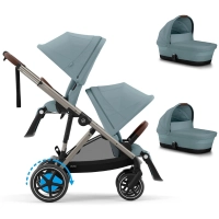 Poussette Double Cybex eGazelle S TPE + 2 Nacelles Gazelle Cot - Stormy Blue