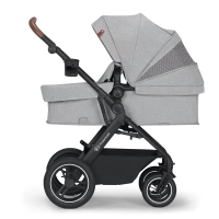 Poussette Kinderkraft B-Tour + Nacelle + Coque Auto Mink Pro - Light Grey