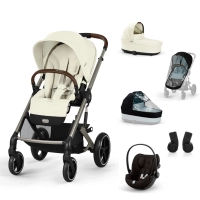 Poussette Cybex Balios S Lux 2 TPE - Seashell Beige + Nacelle Cot S Lux + Coque Auto Cloud G i-Size - Magic Black + Accessoires Offerts