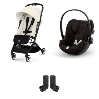 Poussette Cybex Orfeo 2 BLK - Canvas White + Cloud G i-Size - Magic Black + Adaptateurs