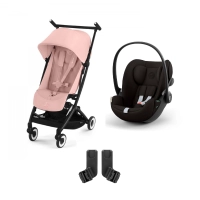 Poussette Cybex Libelle 3 BLK - Candy Pink + Coque Auto Cloud G i-Size - Magic Black