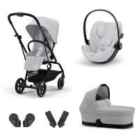 Poussette Cybex Eezy S Twist +2 BLK - Fog Grey + Coque Auto Cloud G i-Size - Fog Grey +  Nacelle Cot S - Fog Grey