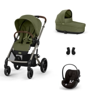 Poussette Cybex Balios S Lux 2 TPE - Moss Green + Nacelle Cot S Lux + Coque Auto Cloud G i-Size - Magic Black