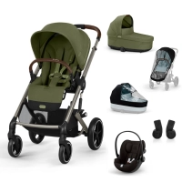 Poussette Cybex Balios S Lux 2 TPE - Moss Green + Nacelle Cot S Lux + Coque Auto Cloud G i-Size - Magic Black + Accessoires Offerts
