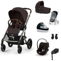 Poussette Cybex Balios S Lux 2 TPE - Chocolate Brown + Nacelle Cot S Lux + Coque Auto Cloud G i-Size - Magic Black + Base G + Accessoires