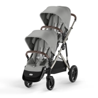 Poussette Double Cybex Gazelle S2 SLV - Stone Grey + 2 Nacelles Gazelle Cot + 2 Coques Autos Cloud G i-Size - Stone Grey (Plus)