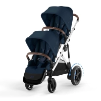 Poussette Double Cybex eGazelle S2 SLV - Ocean Blue + 2 Nacelles Gazelle Cot + 2 Coques Autos Cloud G i-Size - Ocean Blue (Plus)