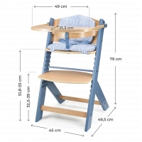 Chaise haute ENOCK avec coussin x Nordic Breeze - Kinderkraft - bleu/bois