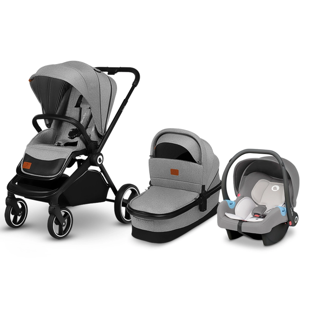 LIONELO Poussette  Mika + Nacelle + Coque Auto Astrid - Grey Stone