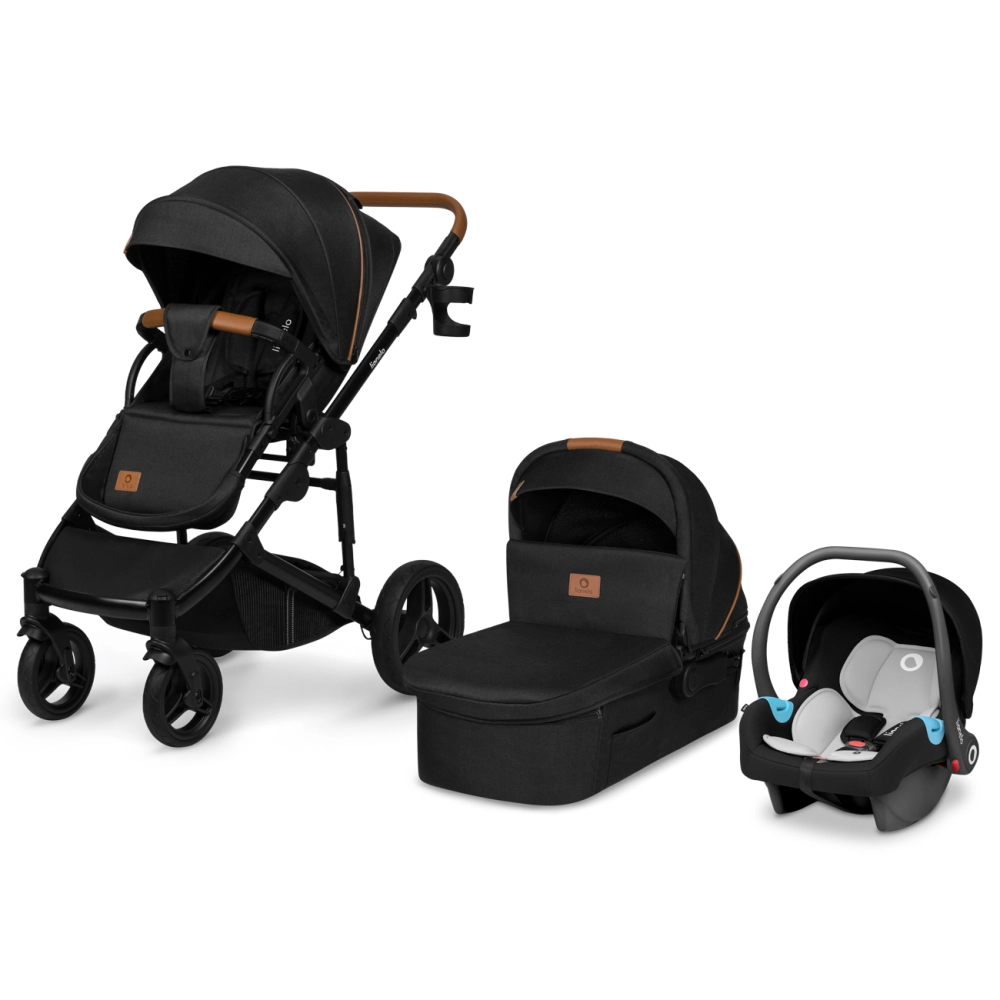 LIONELO Poussette  Mari Tour + Nacelle + Coque Auto Astrid - Black Onyx