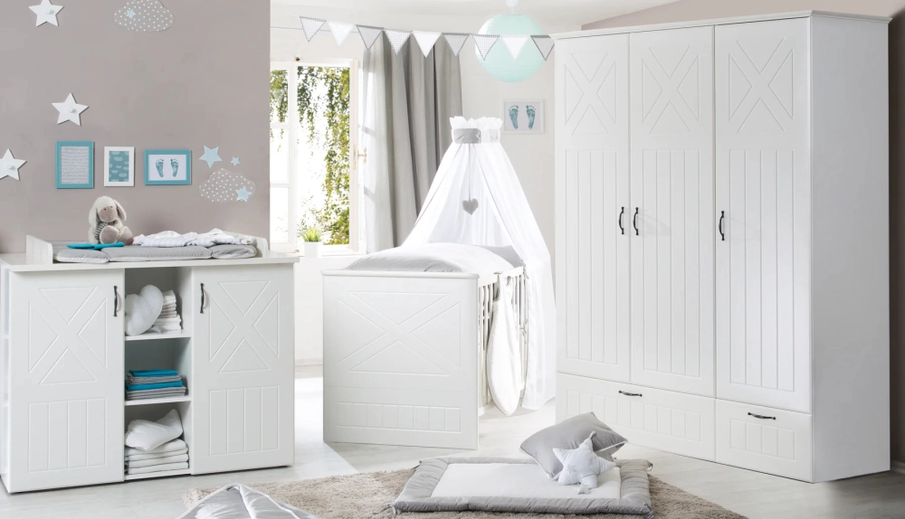 ROBA  Chambre B&eacute;b&eacute; Compl&egrave;te ""Constantin""  - Lit 70x140 cm + Commode &agrave; langer + Armoire